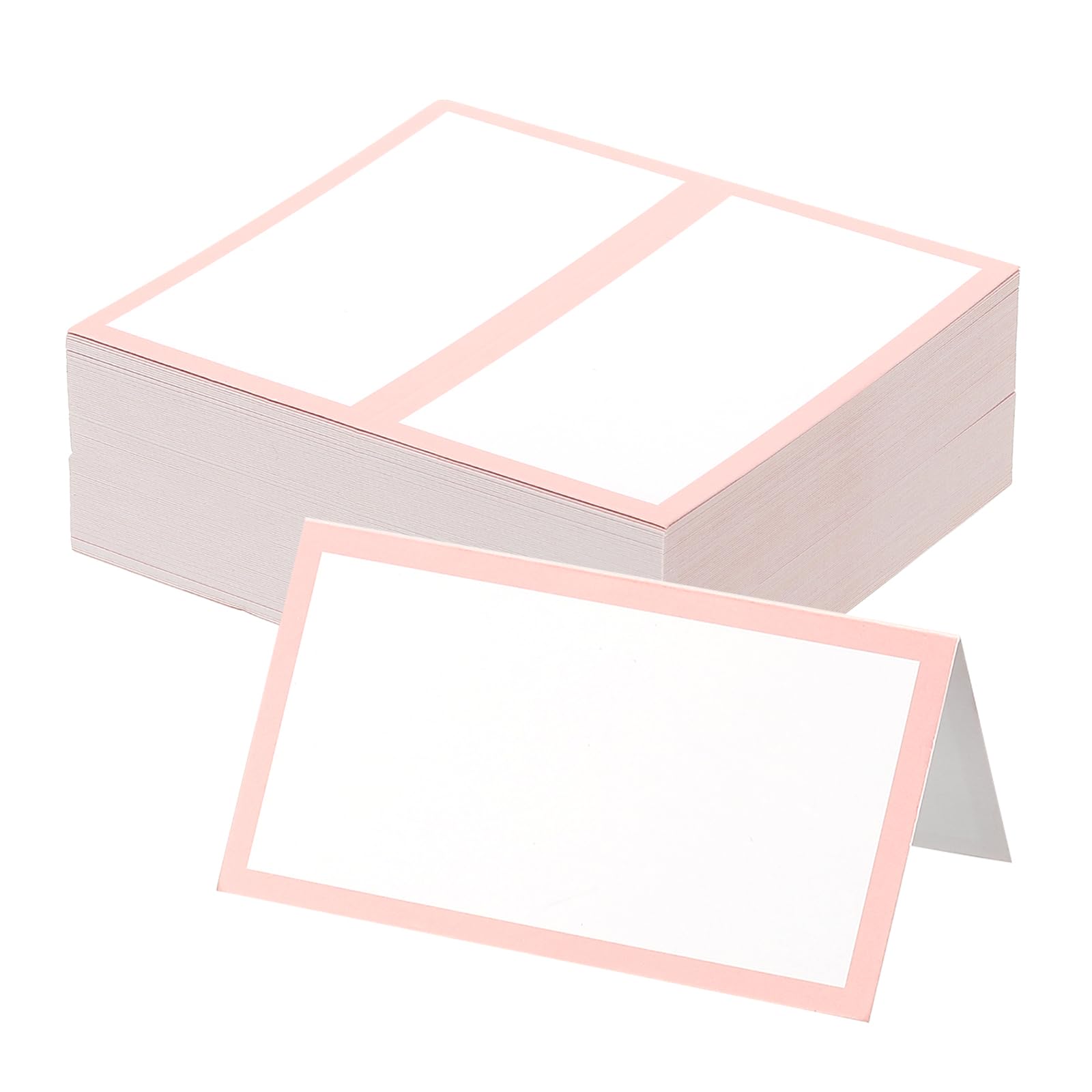 PATIKIL 100Pcs Table Place Cards, 3.5 x 2 Inches Blank Name Place Cards for Table Setting Wedding Reception Buffet Light Pink