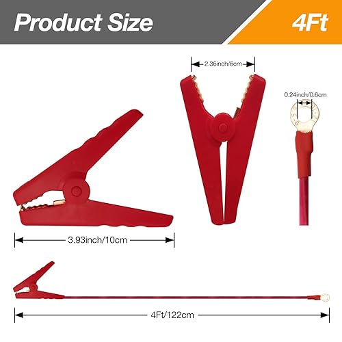 Miniatura 2 de Cables de salto de valla eléctrica de granja de 4 pies  Alambre de cobre estañado con clip de cocodrilo para Energizer a cerca de alambre y sistema