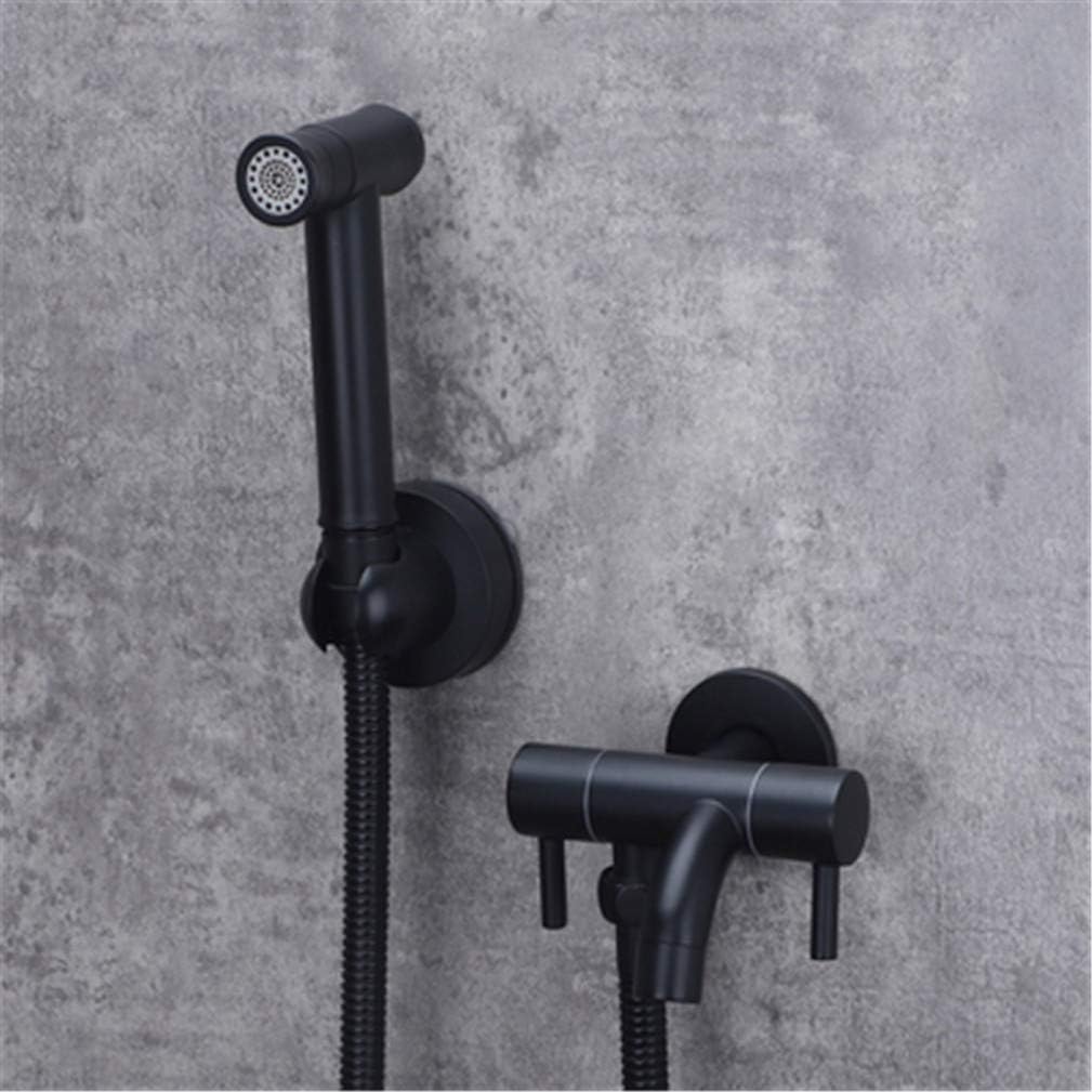 Bidet Faucets Black Brass Single Cold Toilet Corner Valve Handheld Hygienic Shower Head Wash Pet Sprayer Airbrush Taps Toilet,Style 4 (Hose)