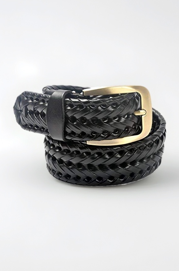 Mens Braided Genuine Leather Original Branded Belt | Woven Leather Belt for Casual Pants with Brass Buckle| Micro Adjustable