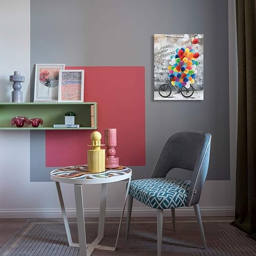 Miniatura 7 de Arte de pared inspirador para niñas globo "Never Stop Dreaming" pintura de bicicleta enmarcada póster motivacional para mujeres, oficina,