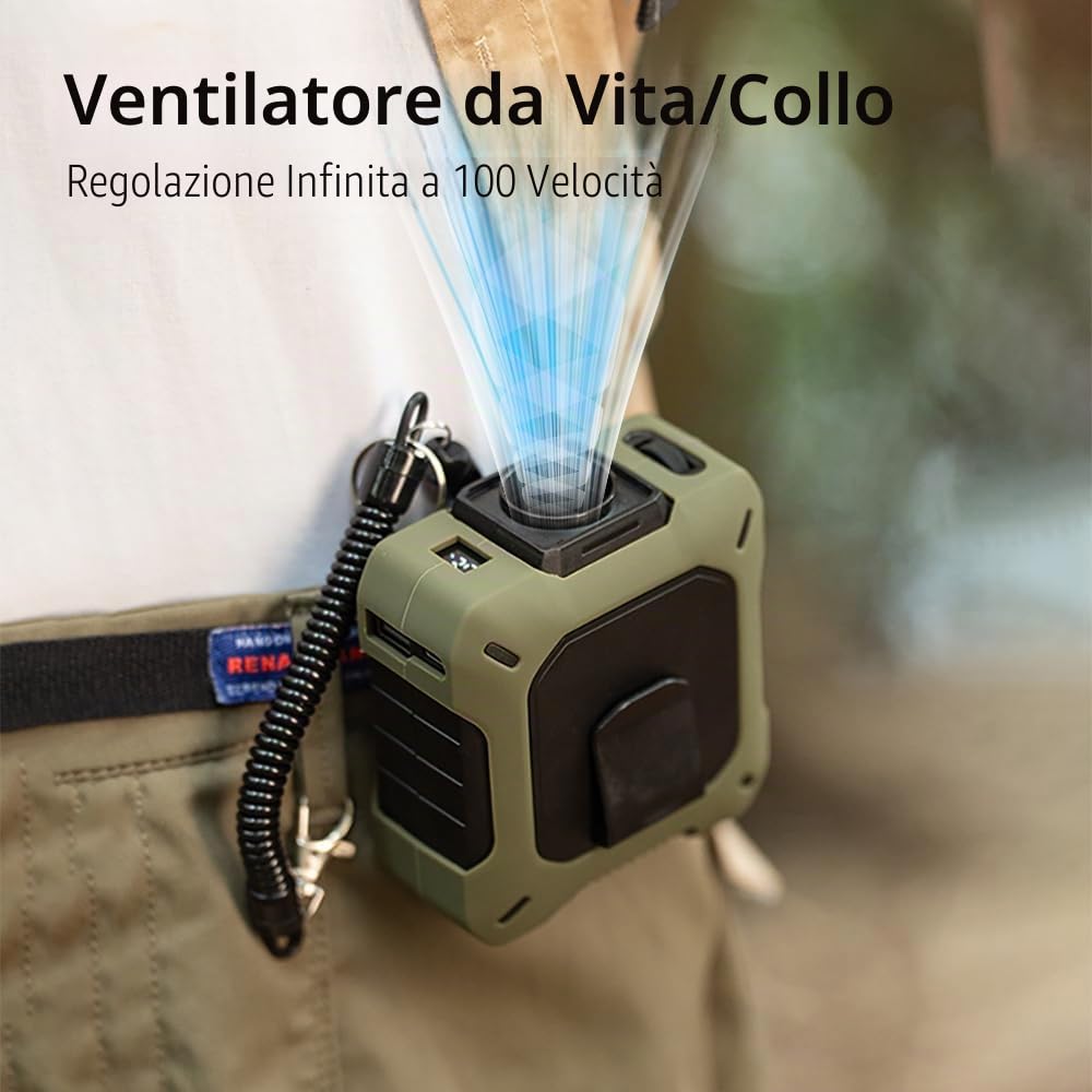 Coolbelt Pro – Wearable Waist Fan & Power Bank With Desktop Stand,8000mAh Ventilatore Batteria 100 Velocità,3-In-1 Hands-Free Cooling Fan,Rechargeable Hands-free Personal Wearable Neck,ventilator hose