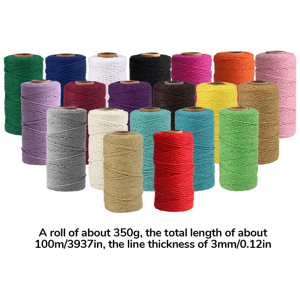 Surakey Corde Macramé 4 Rouleau/100m Cordon de Coton Ficelle Corde Fil Macramé 3mm Ficelle Tressée pour Accrochage Mural, Bricolage, Artisanat, Tricot, Décoration Boho