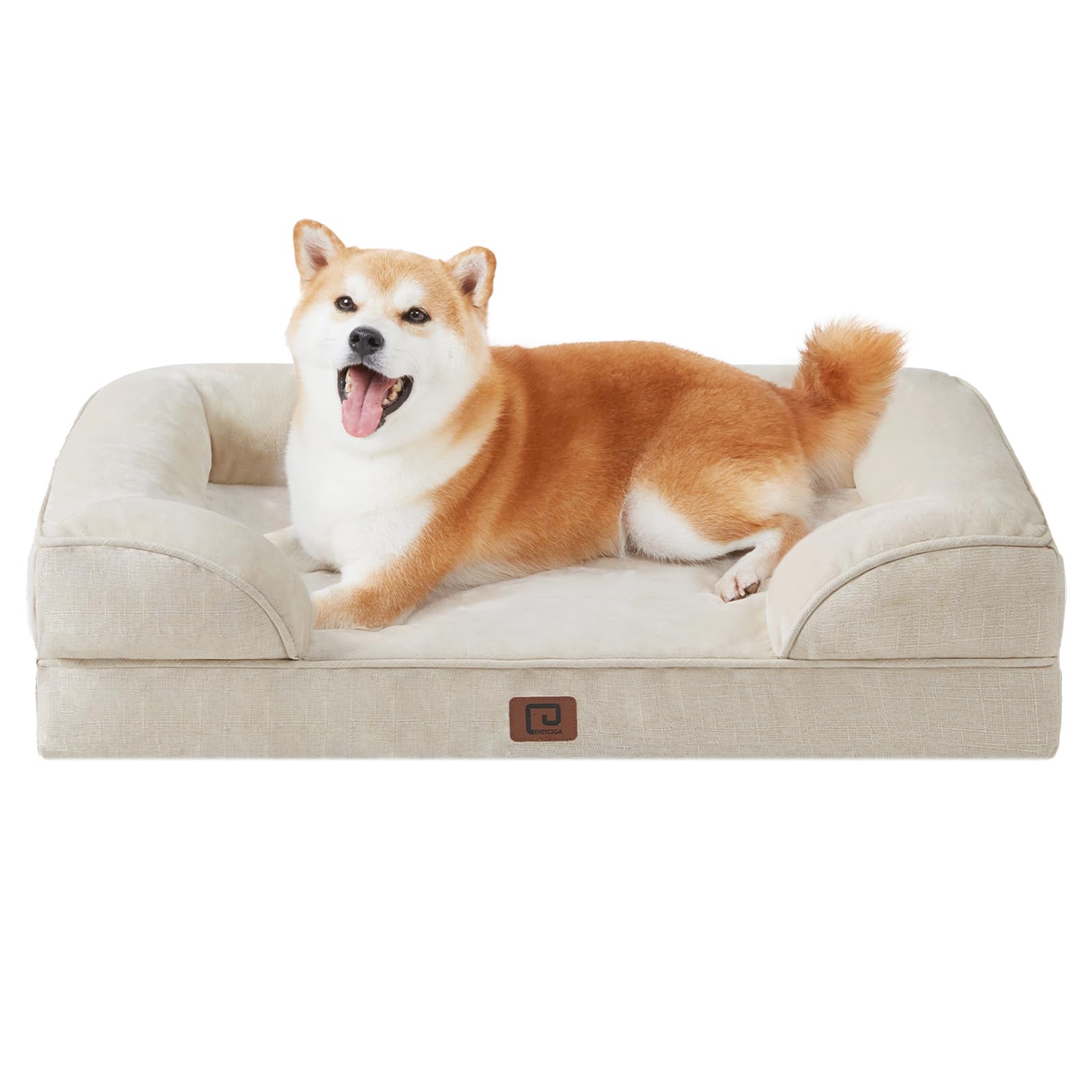 EHEYCIGA Orthopedic Dog Beds for Large Dogs, Waterproof Memory Foam Large Dog Bed with Sides, Non-Slip Bottom and Egg-Crate Foam Large Dog Couch Bed with Washable Removable Cover, Beige (B0CC1Z4R3J) Amazon Price History, Amazon Price Tracker