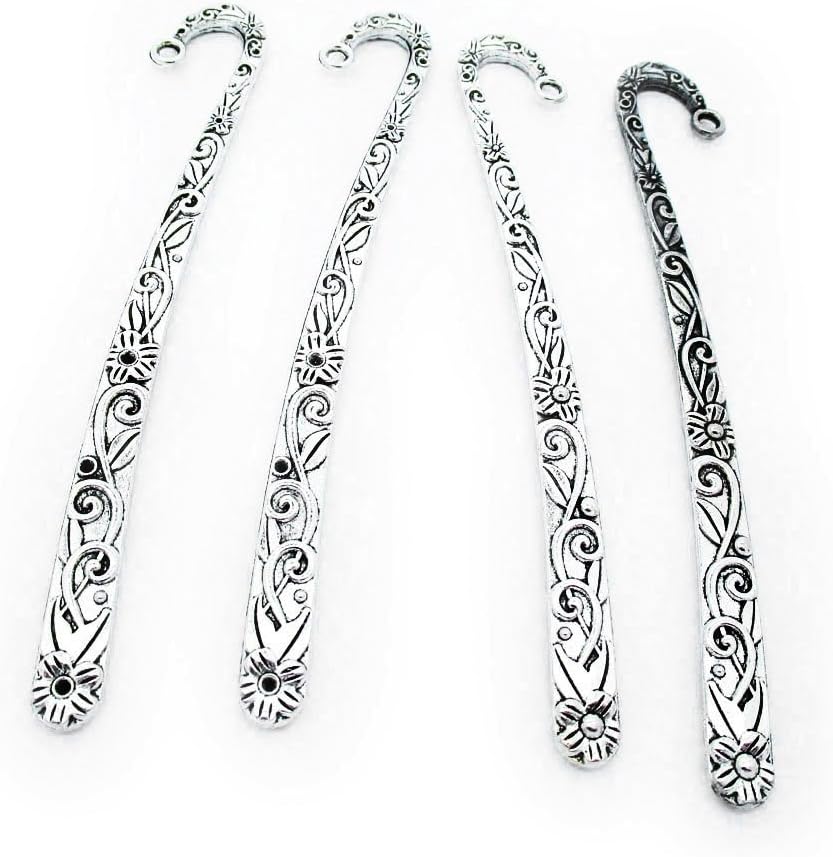 20 Pieces Jewelry Making Charms Antique Silver Tone for Necklace Pendant Bracelet P3CD1 Flower Bookmark Hairpin Hair Stick