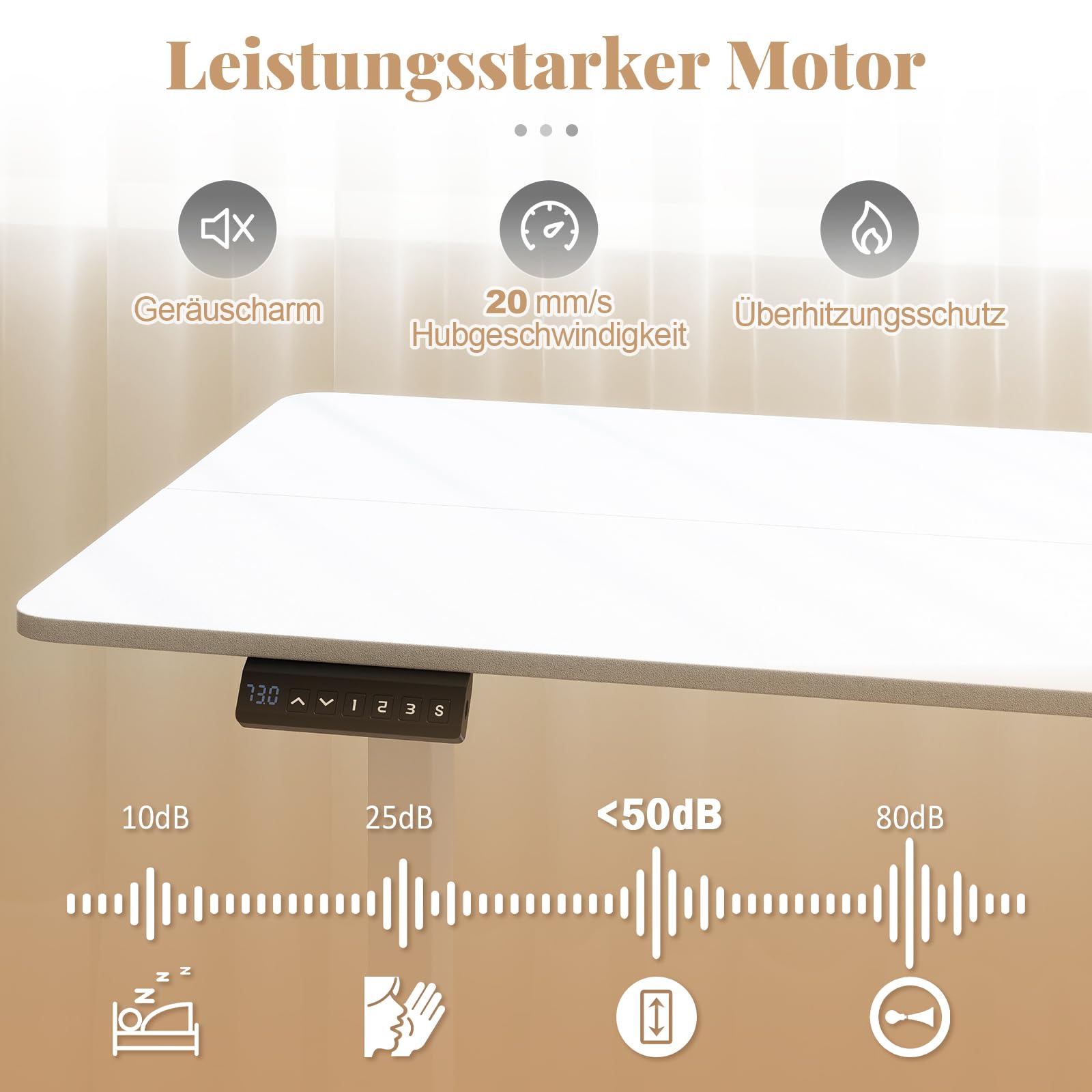 COSTWAY Höhenverstellbarer Schreibtisch 120 x 60 cm, elektrischer Stehschreibtisch mit Haken & Kabelmanagement, Steh-Sitz Tisch mit Memory Funktion & Kollisionschutz, Computertisch (Weiß)