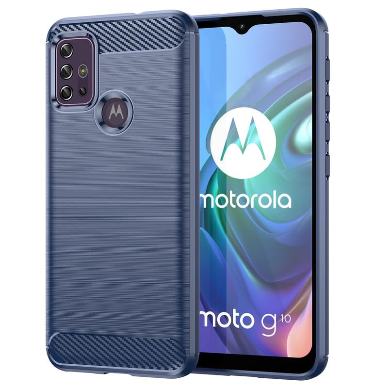 Image of Hybrid Carbon Fiber Back Case for Moto G10 Power /Moto G30 (Blue)