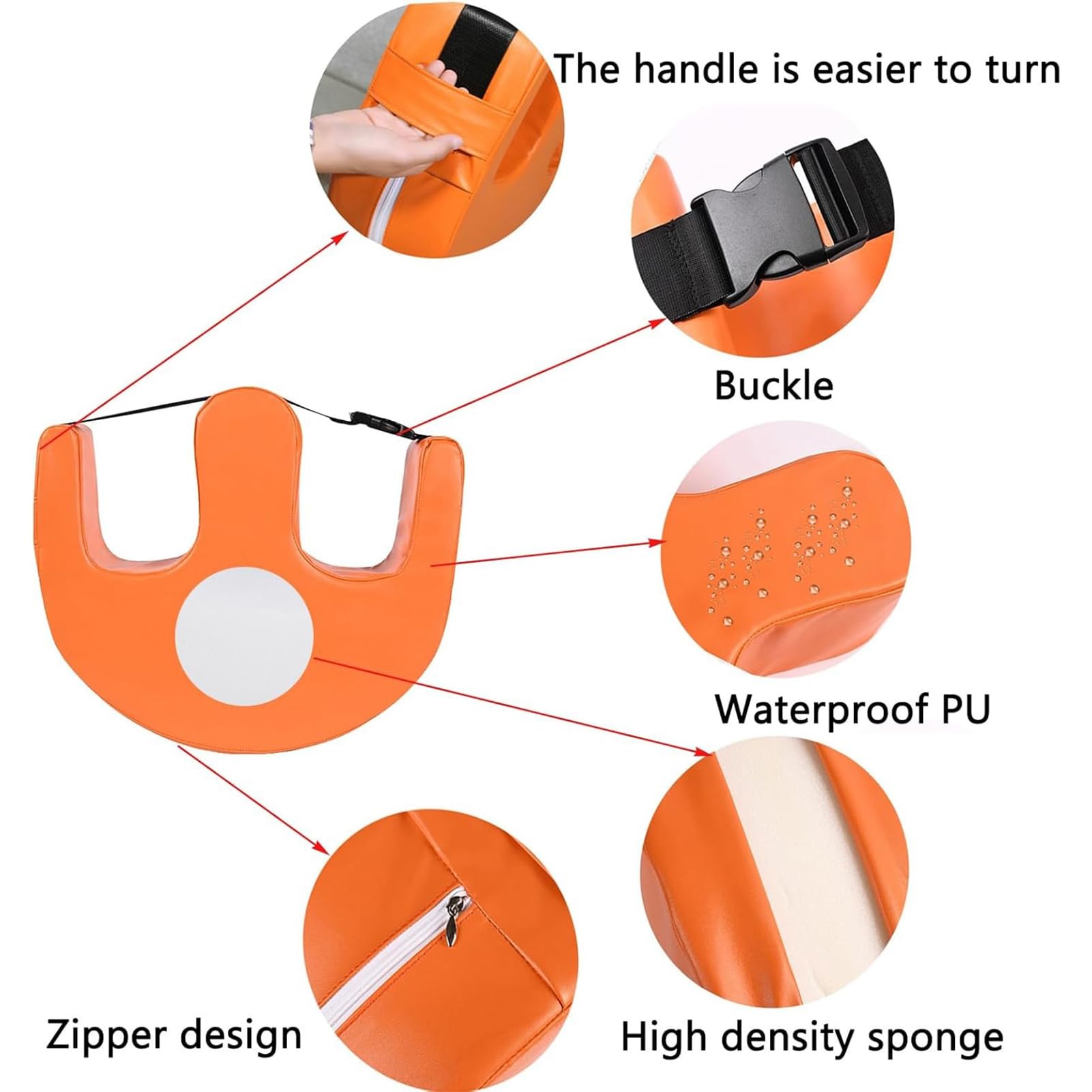 Cuscino A Rullo Facile Anti-Pressione Per Anziani, Cuscino A Forma Di U Per Dispositivo Di Rotazione Del Paziente, Dispositivo Di Ribaltamento in PU Impermeabile Per Paziente Paralizzato,Arancia