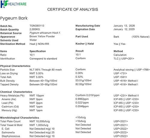 Miniatura 5 de Healthfare Pygeum Supplement, 4500mg | 240 Vegan Capsules | Ultra Standardized Bark Extract | Herbal Supplement | Non-GMO & Gluten-Free | Made in