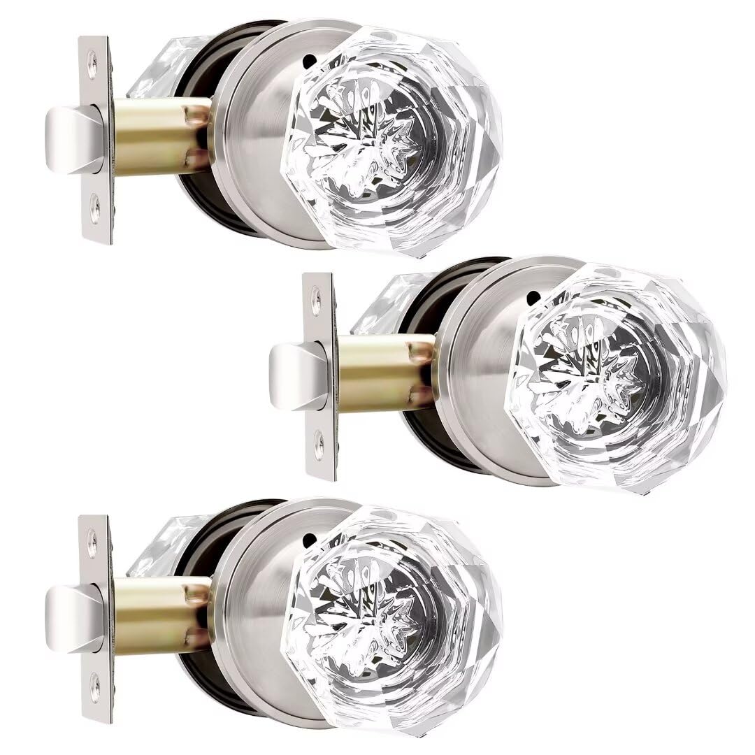 Crystal Privacy Door Knobs - Keyless Lock -19