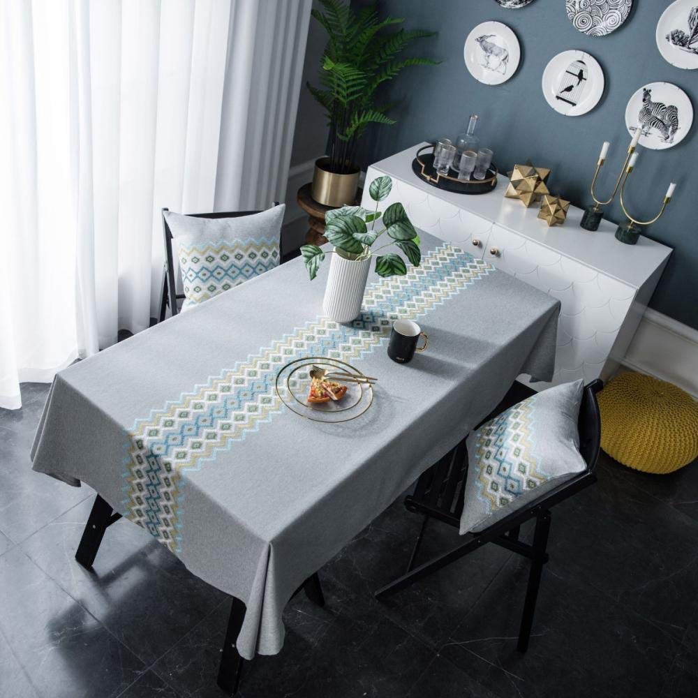 Anti Tache Nappe Lavable Rectangulaire Doux Épais de Qualité Supérieure Longue Durée Gris 135 × 100cm