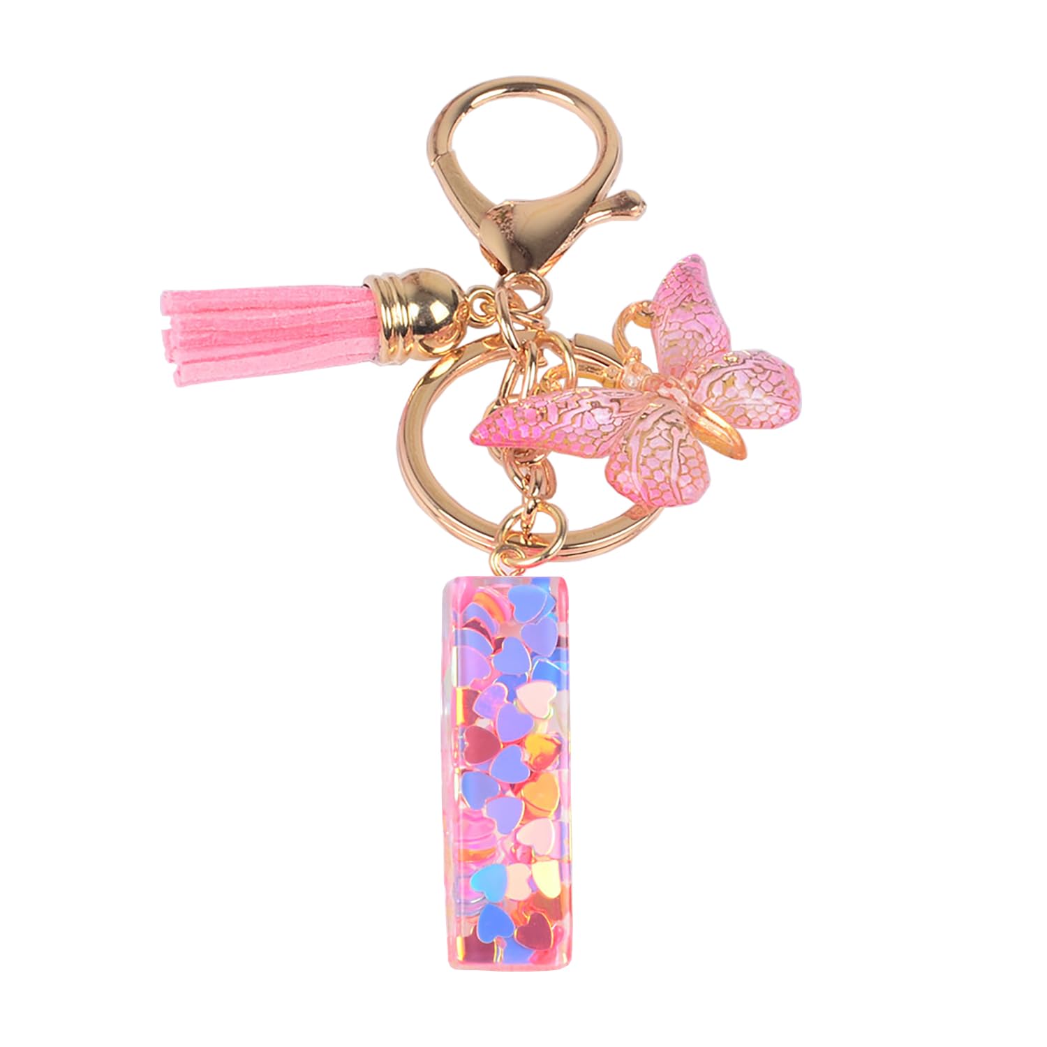 Ypymod Unisex Rosa-I Keychain, Letter Keychain, Butterfly Pendant Keychain With Initials, I, One Size