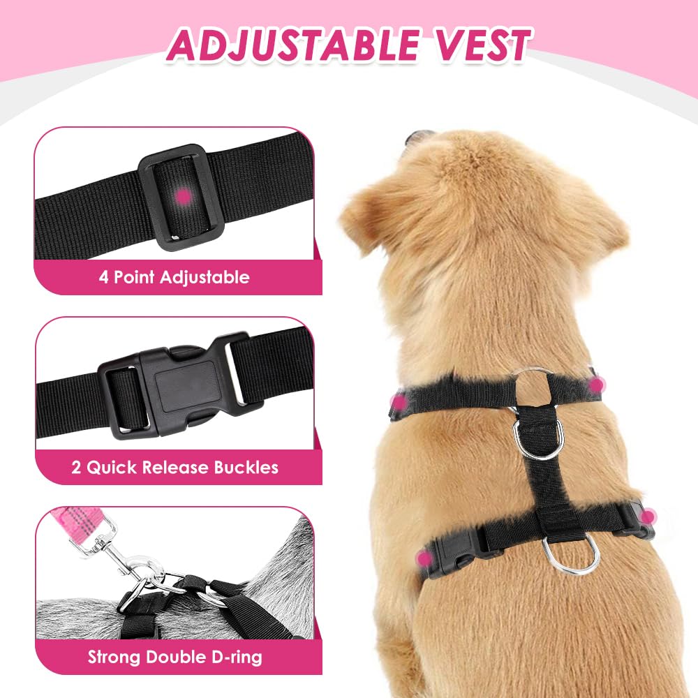 Lukovee Dog Seat Belt for Car, Adjustable Dog Car Harness for Large Medium Small Dogs, Soft Padded & Breathable Mesh Dog Seatbelt with Car Strap and Carabiner (A-Pink,XS) - image 4