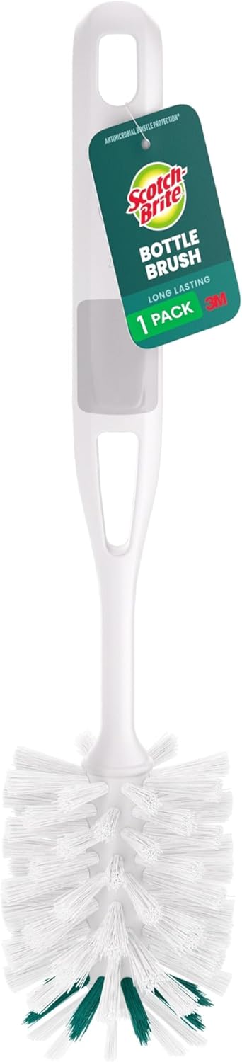 Scotch-Brite Water Bottle Brush: Non-Scratch Scrubber for Glass Bottles, Shakers, Vases & Blenders - Dishwasher Safe, Long-Lasting