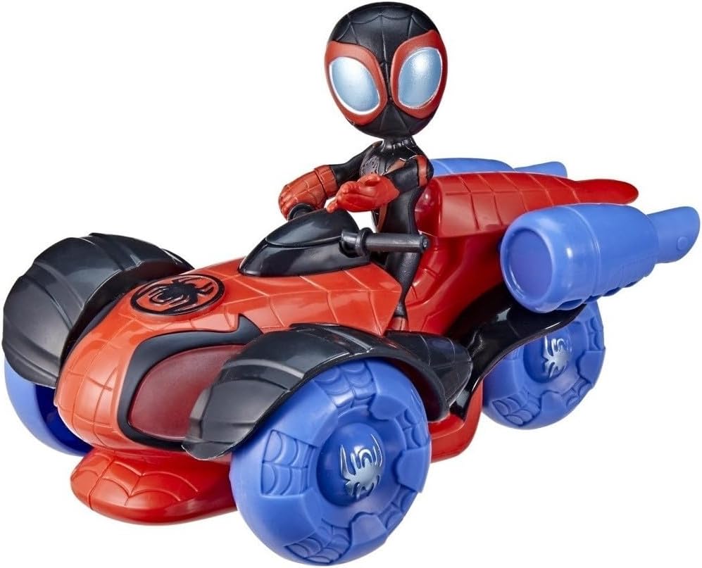 SPIDEY AND HIS AMAZING FRIENDS Marvel Glow Tech Techno-Racer Vehicle, Pre-school Toy with Lights and Sounds, Ages 3 and Up