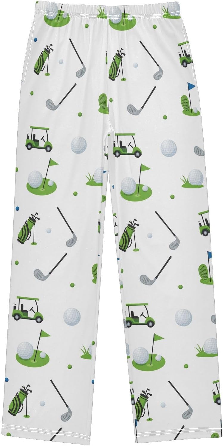Pajama Bottoms Loose-Fit for Sleep & Loungewear - Warm,Comfortable with Side Pockets, Machine Washable 6-14T