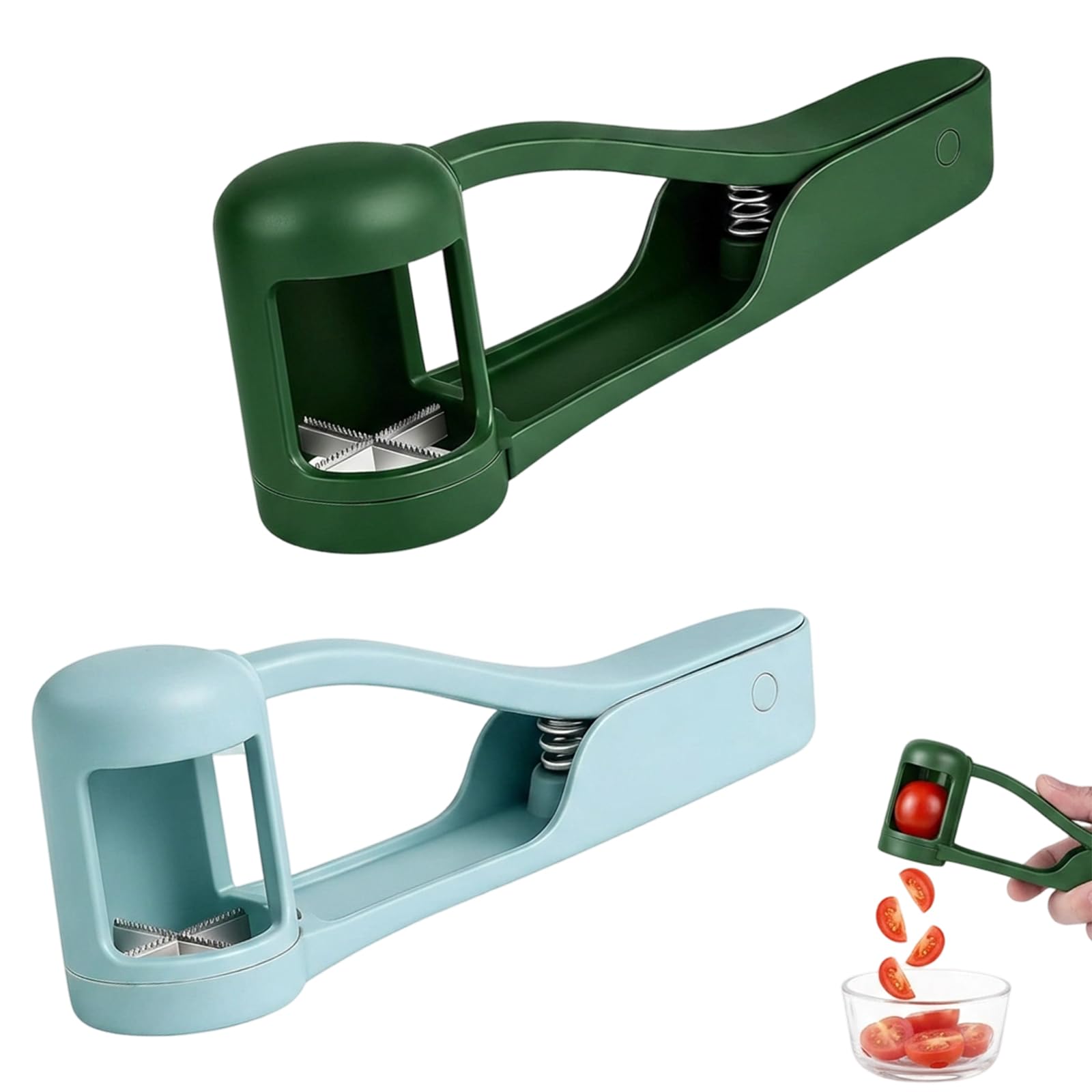2pcs Grape Cutter, Fruit Slicer Hand Gadget, Efficient Fruit Cutter Tool, Efficient Grape Slicer for Meal Preparation, Practical for Home Cooking and Food Preparation (Green and Sky Blue) ๏ปฟ