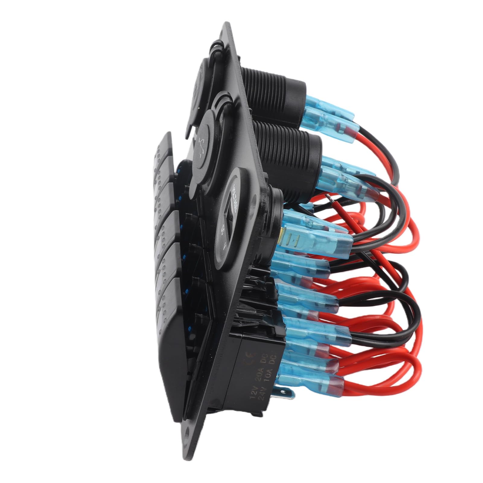 panel marino 12V 24V 6 Gang Car Boat LED Pannello interruttori a bilanciere Dual USB Voltmetro Accendisigari blu per barche Interruttori auto Interruttore F5v340
