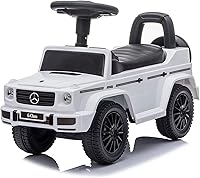 BestRideOnCars Mercedes G-Wagon Push Car for Toddlers 1-3: White Ride-On with Lights, Horn, Music & Storage