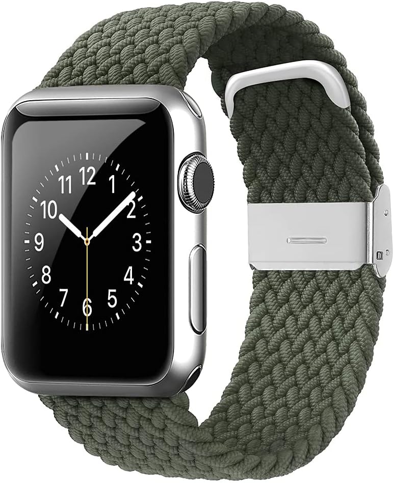 WZS Adjustable Extra Length Nylon Braided Solo Loop Watch Band Compatible with Apple Watch 38/40MM,Pink