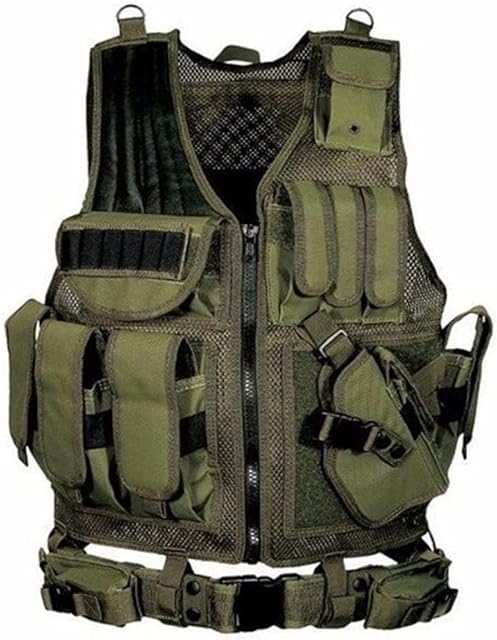 JHOOLE Green tactical vest ultra-light outdoor mesh breathable combat protection tactical vest training suit (Color : G, Size : 1)