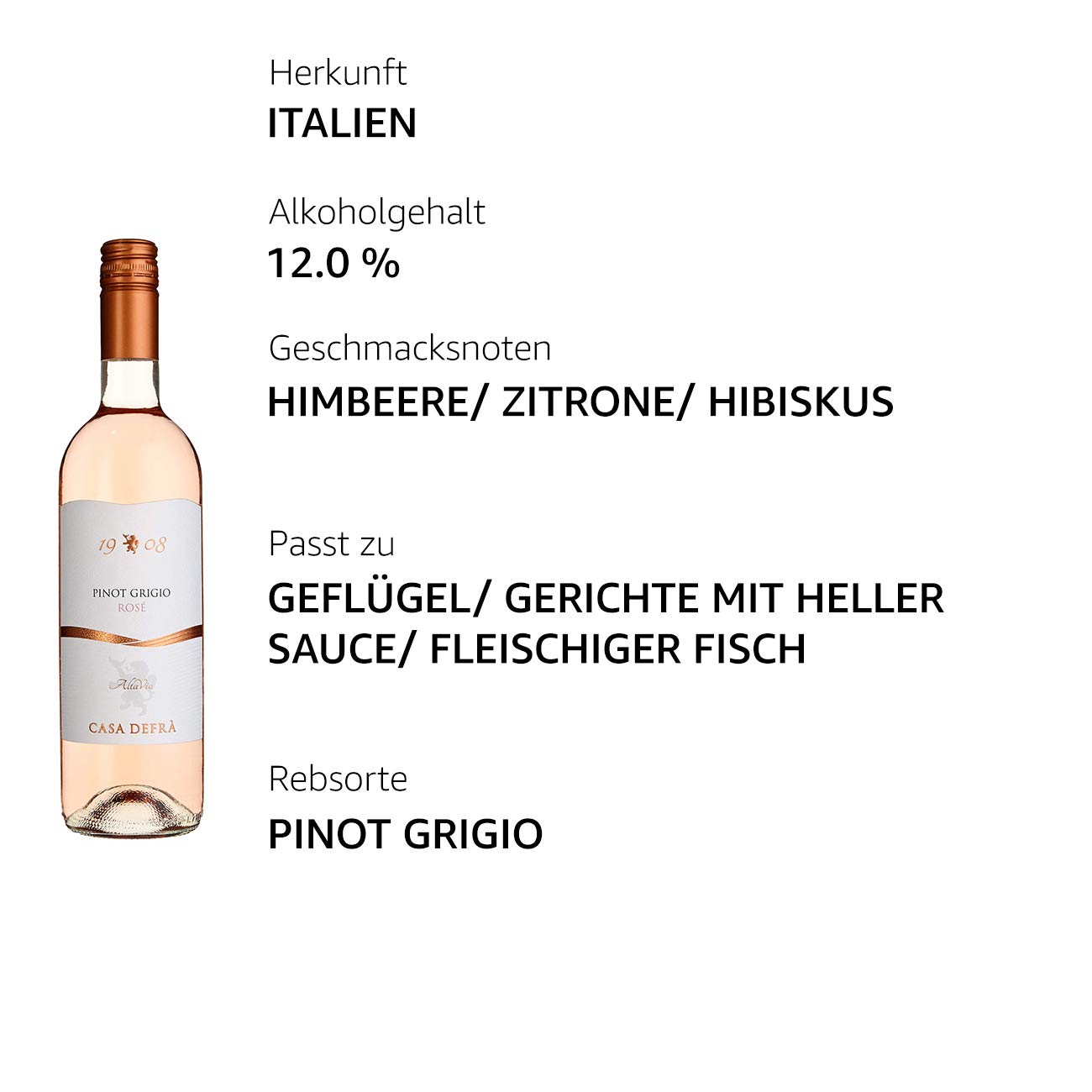 Cielo e Terra I Castelli Pinot Grigio Rosé DOC – Italienischer Roséwein aus Venetien – Fruchtig und elegant (6 x 0,75l)