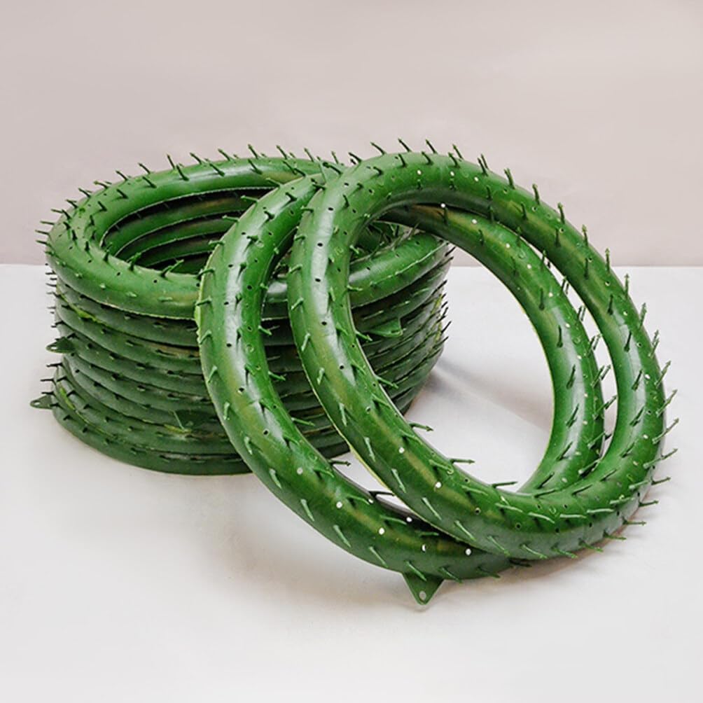 BESTOYARD 4Pcs Simulation Wreath Bracket - Green Plastic Holder for DIY Floral Decoration 7.87 Inch Wreath Rings for Christmas Weddings and Events