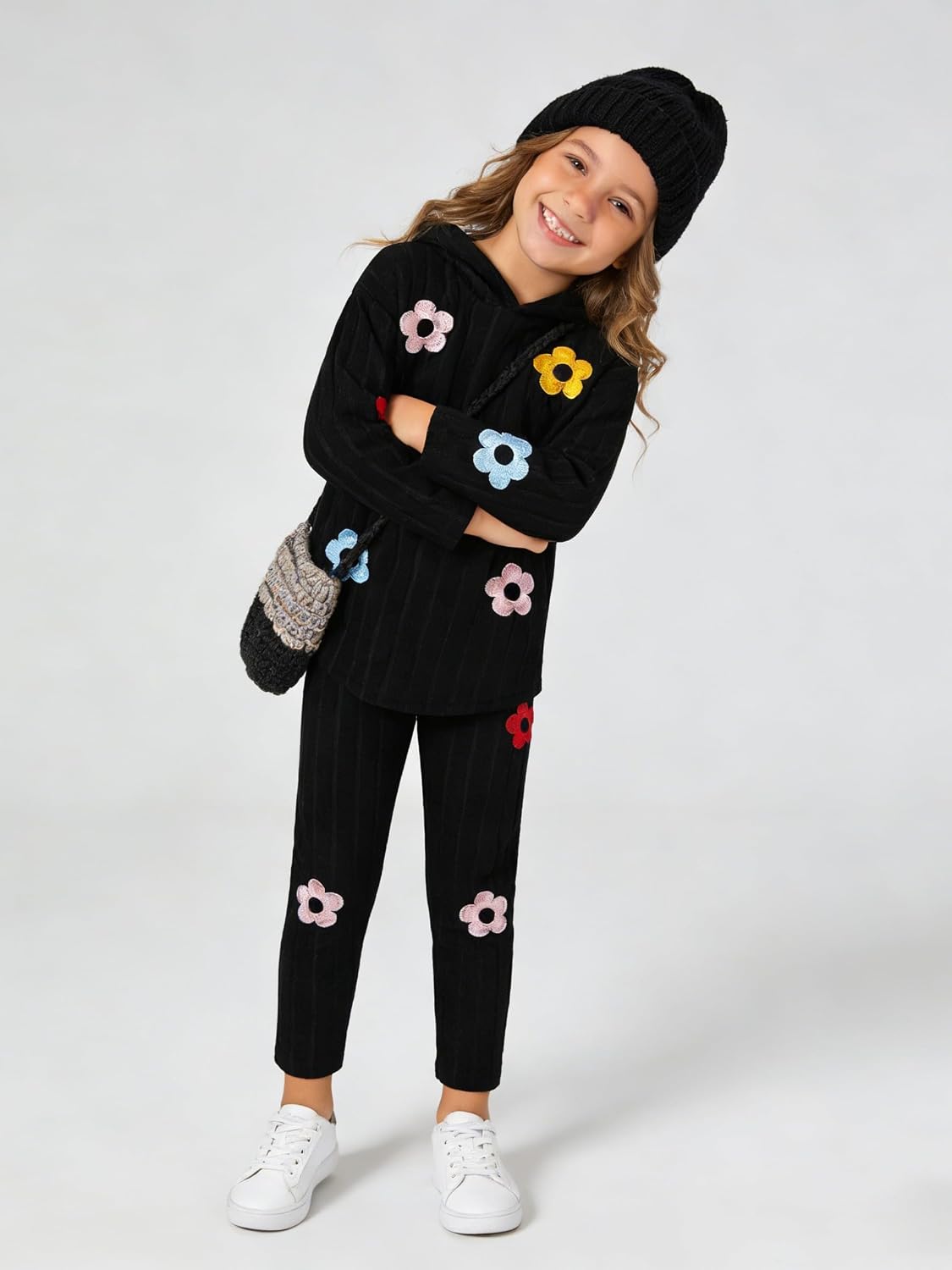 Toddler Kid Girls Clothes Ribbed Color Block Long Sleeve Hoodie Sweatsuit Set Fall Outfits