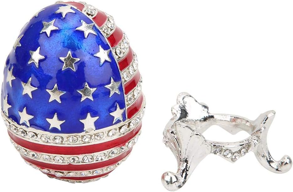 HEEPDD Enameled Easter Egg, Hand Painted Jewelry Trinket Box with Rich Enamel and Sparkling Rhinestones for Home Decor Store Necklace Earring Small Items