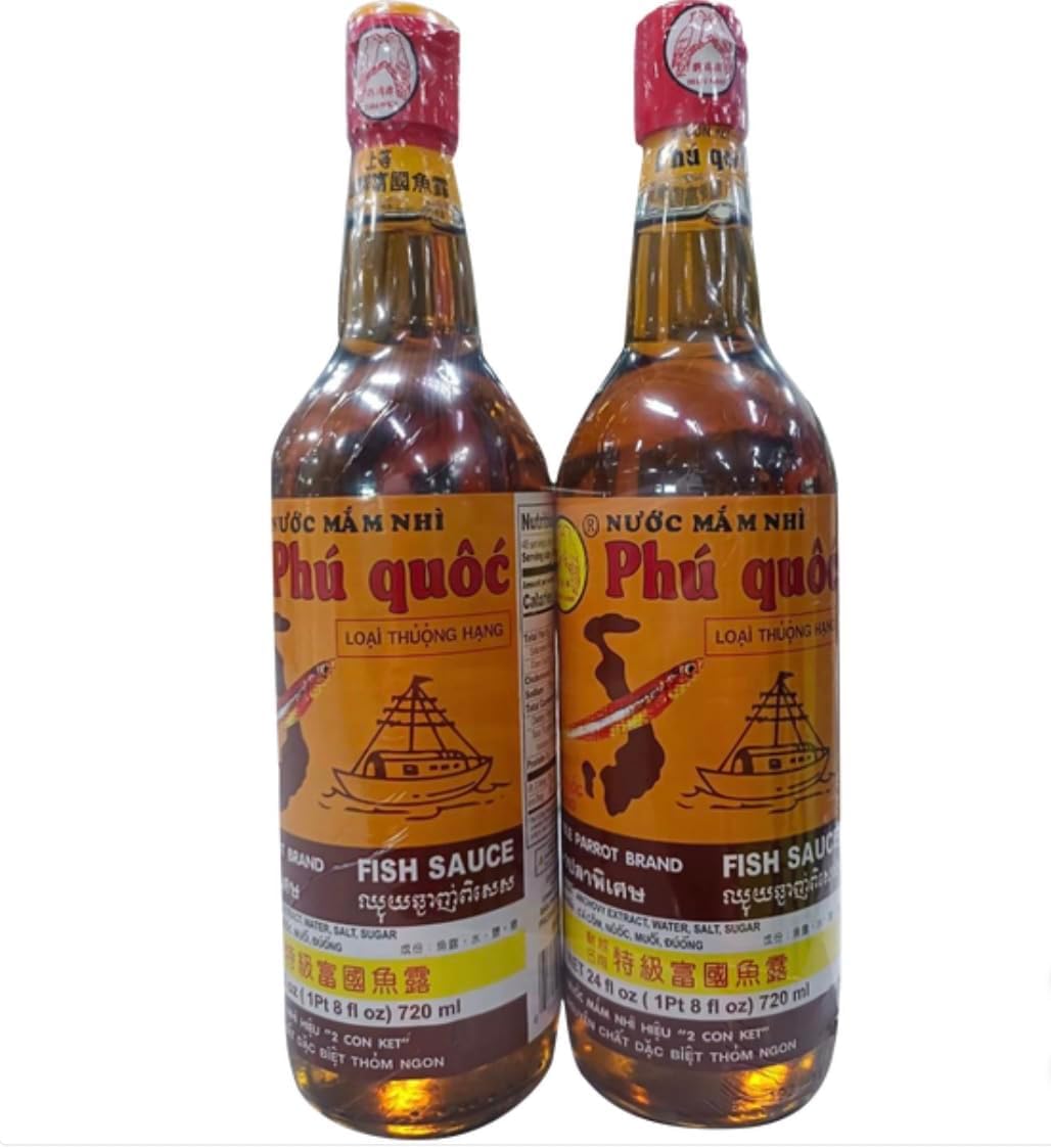 Double Parrot Phu Quoc Fish Sauce, 24 fl oz, 2 Count – Premium Vietnamese Nuoc Mam, Naturally Brewed, Rich Umami Flavor