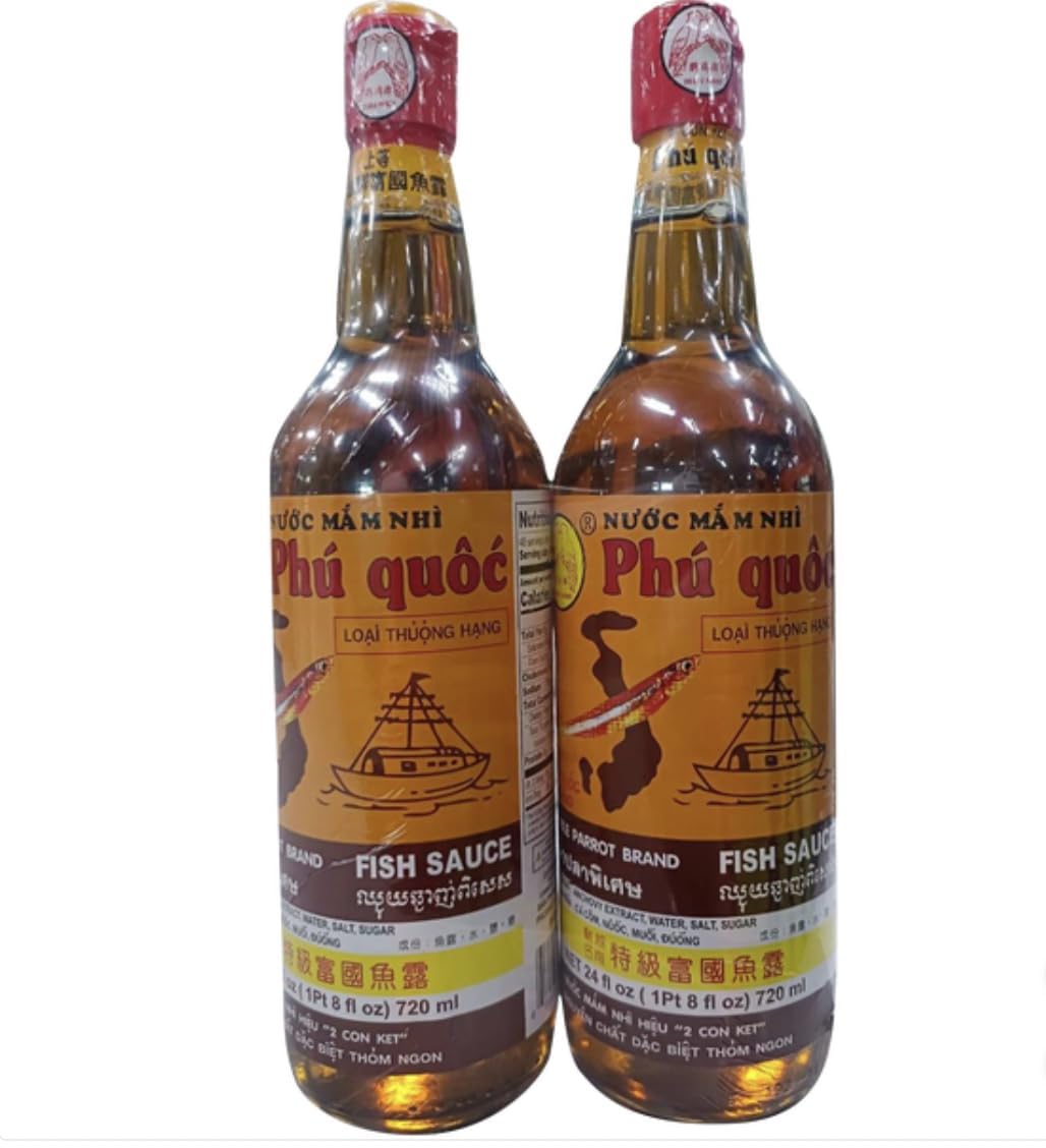 Double Parrot Phu Quoc Fish Sauce, 24 fl oz, 2 Count – Premium Vietnamese Nuoc Mam, Naturally Brewed, Rich Umami Flavor