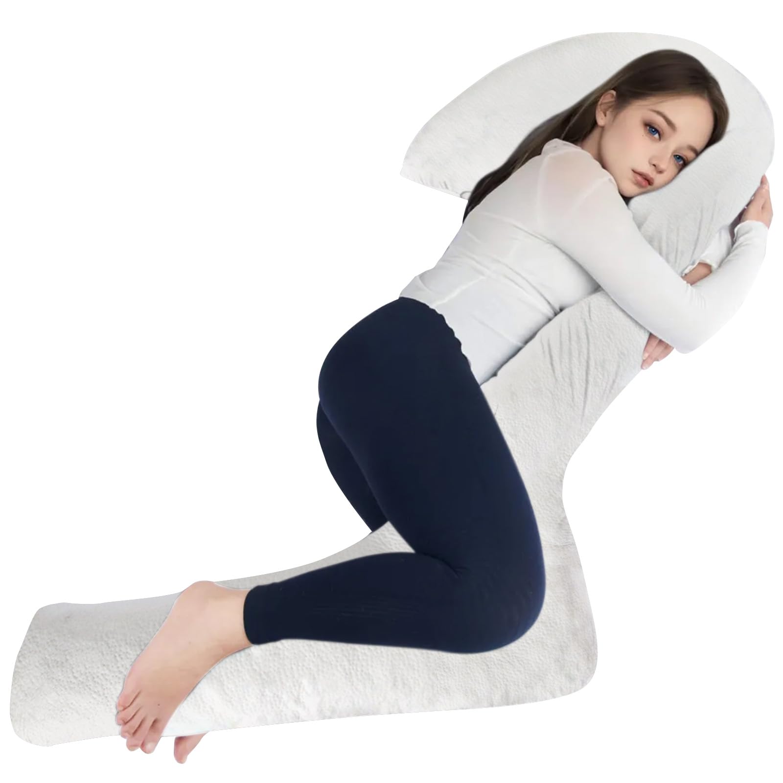SAHEYER Body Pillow for Side Sleepers, 68 Inch Swan Body Pillow Memory Foam Body Pillow with Cover, 3-Shaped Long Body Pillow Support Pregnancy - for Back, Hips, Legs, Belly for Adults (White)