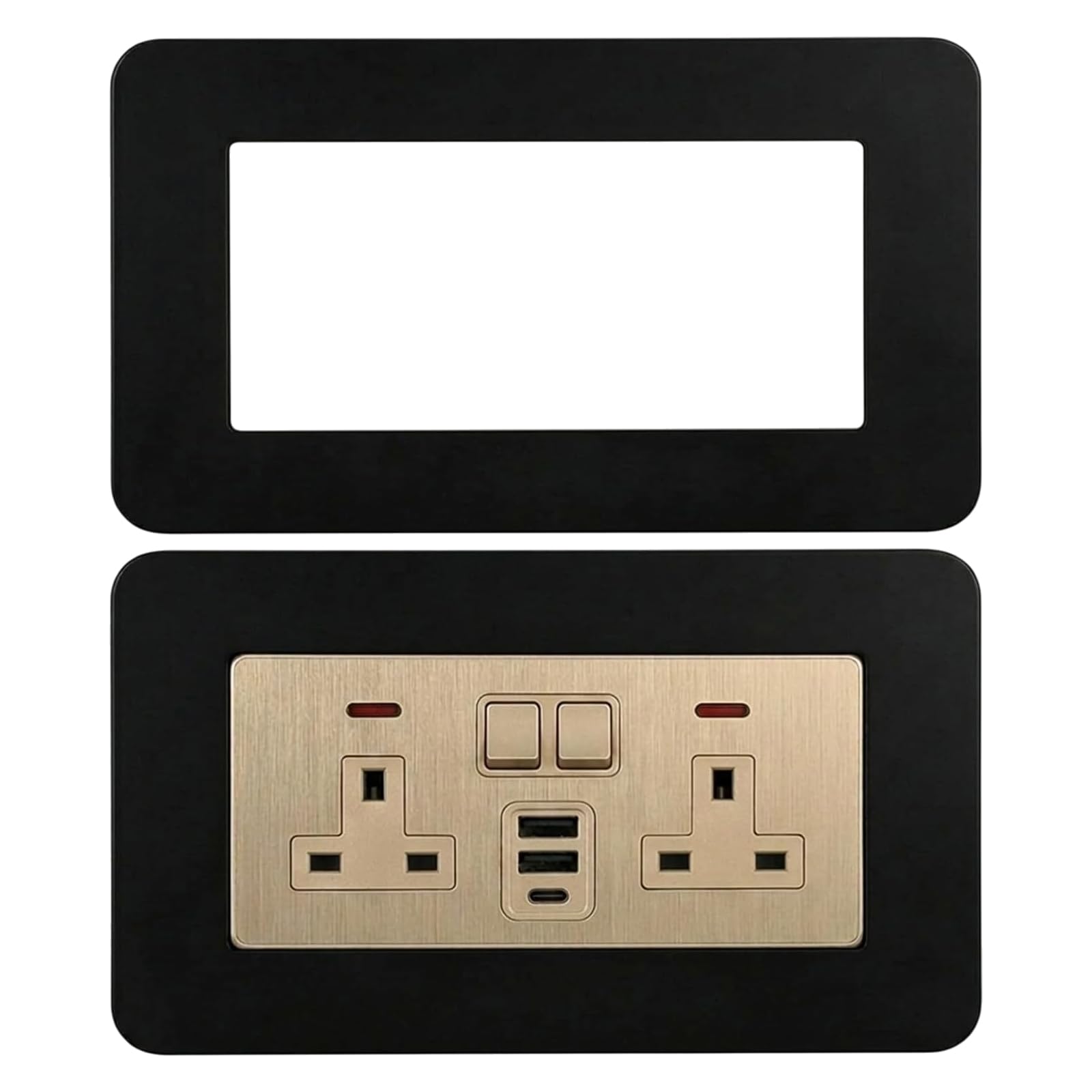 Black Double Socket Surround 2PCS 14.8×8.6cm Plug Socket Surround Plates for Double Light Switches Home Wall Switch Decoration Durable and Easy Clean