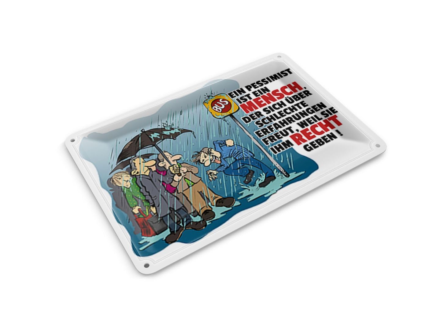 Femer Tin Postcard with Saying 14 x 10 cm Pessimist Bad Experiences Decorative Sign