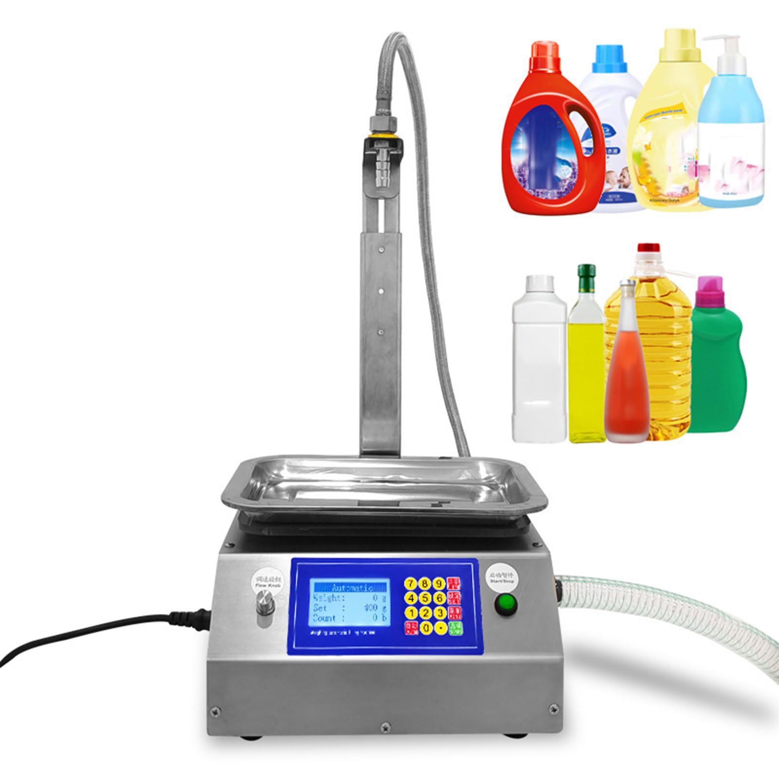 Liquid Filling Machine 50-15000ml Bottle Filler Machine High Precision Peristaltic Pump Weighing Filling Machine for Essential Oil, Oral Liquid, Perfume, Spray Bottle
