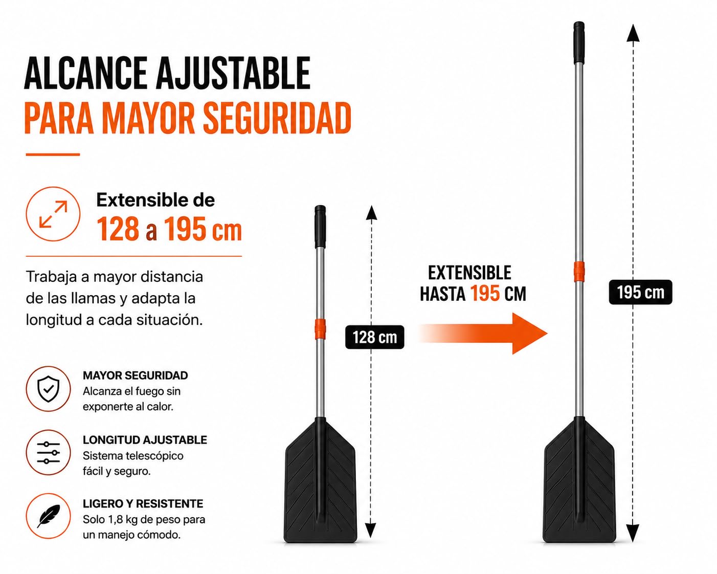 Batefuegos Forestal Extensible HUMPTI Guard Fire, Pala Apagafuegos, Batefuego Forestal Contra Incendios Forestales y Hogar, Alternativa a Extintor Para Casa y Coche, Bate Fuegos Kit Emergencia