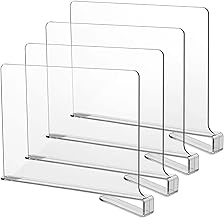 مجموعة فواصل رفوف شفافة من الاكريليك 4 قطع ام اس واي يو للرفوف الخشبية للدولاب مثالية لتنظيم وتخزين الملابس وغرفة النوم ودولاب المطبخ