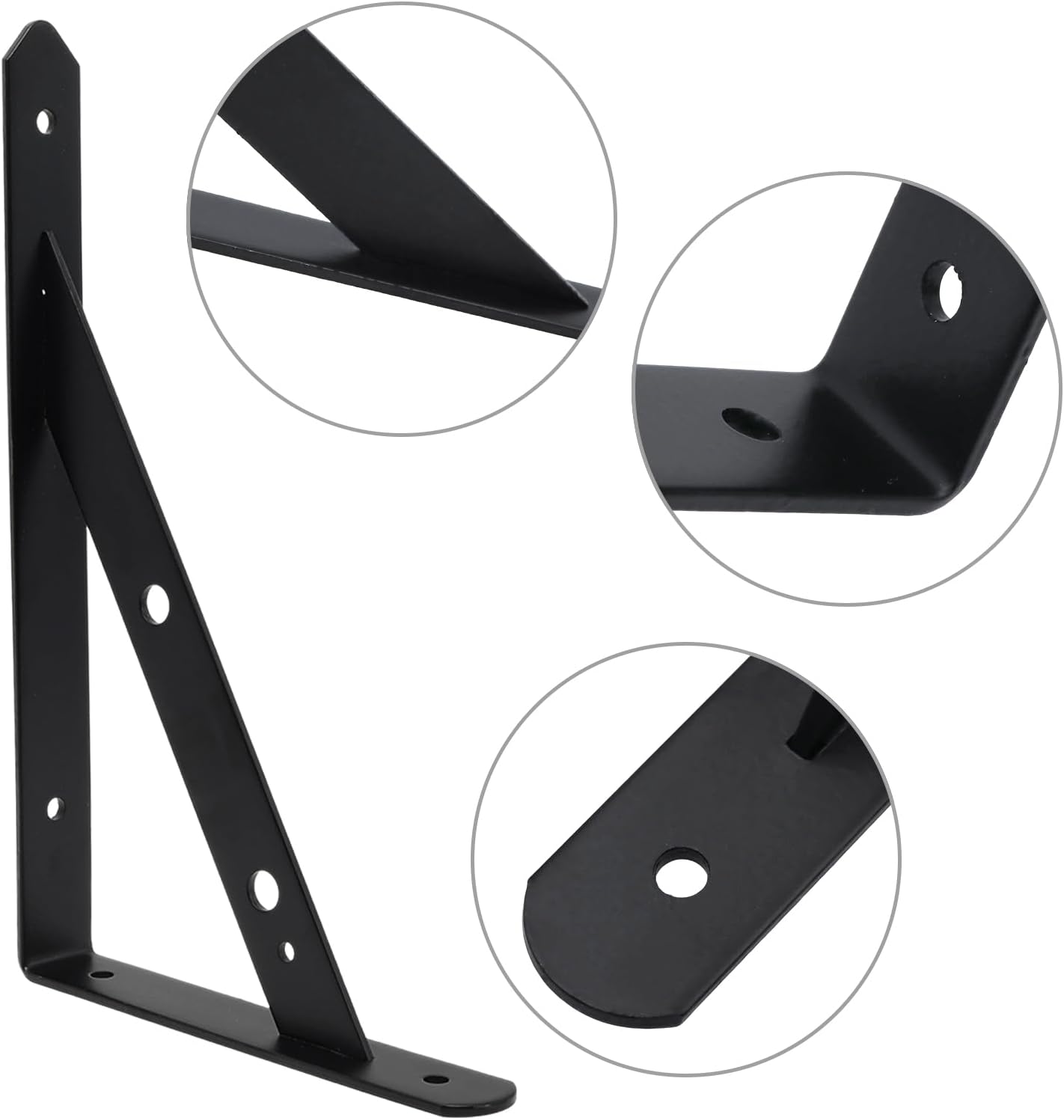 10 Inch Heavy Duty Shelves Brackets (10 Pcs Black) - Floating Shelf Bracket, L Brackets for Shelves & Wood, Wall Mount Shelf Bracket Set for Home & Office