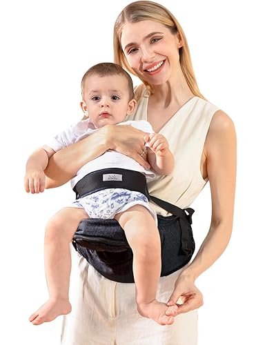 Portabebés con asiento de cadera, portabebés ergonómico con correa ajustable y varios bolsillos, portabebés ergonómico para bebés y niños pequeños