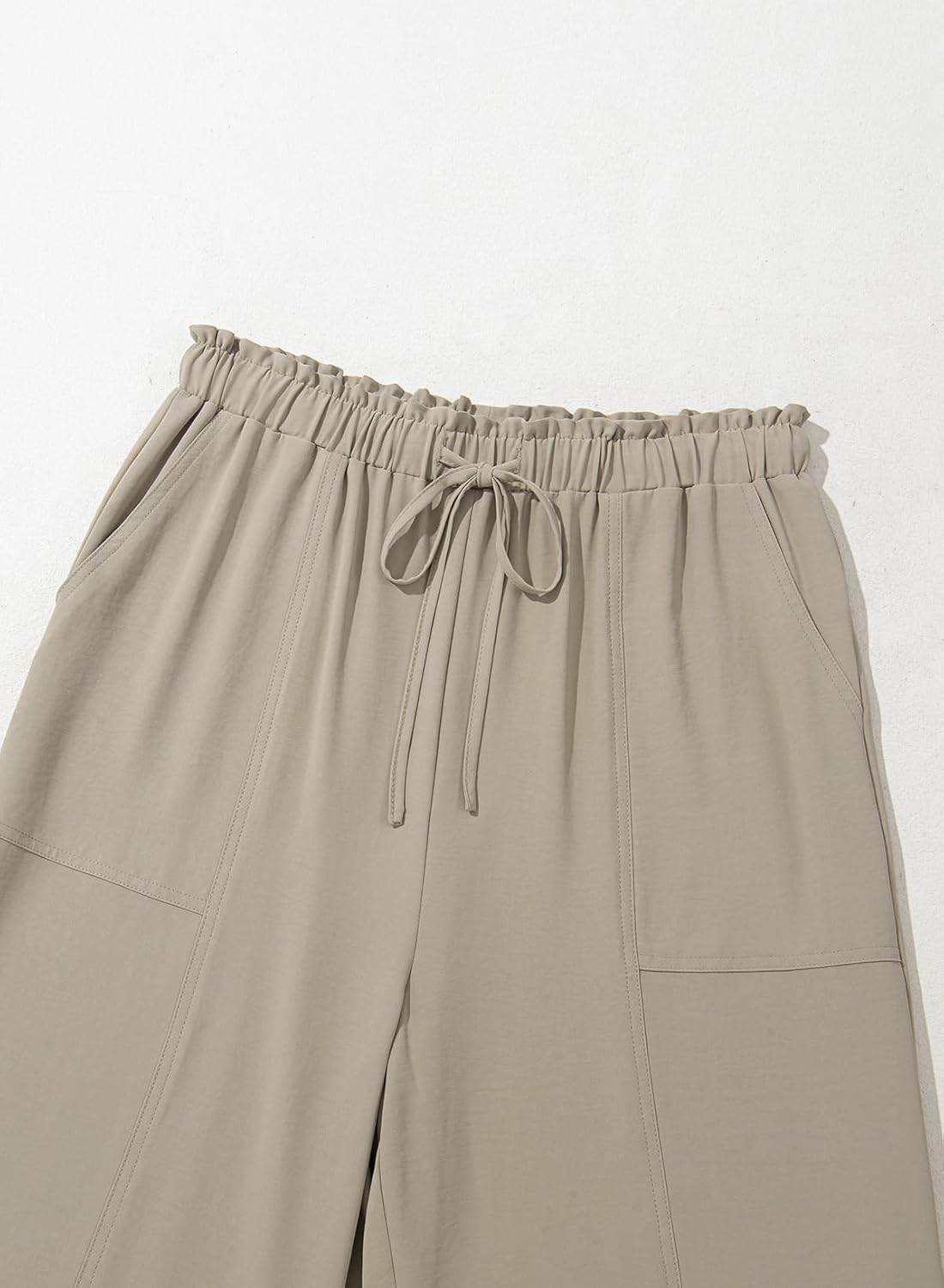 Dokotoo Women's Flowy Wide Leg Summer Pants 2025 Casual Beach Pants High Waisted Drawstring Palazzo Trousers with Pockets - Image 5