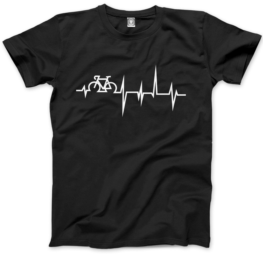 Hotscamp Men's Black Bike Heartbeat Unisex T-Shirt - Large