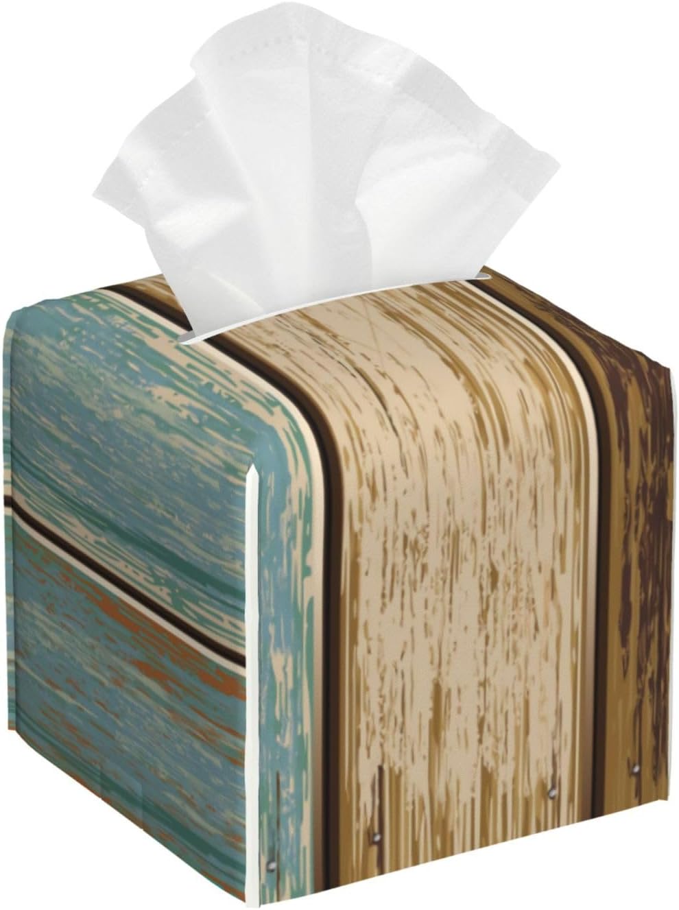 Driftwood Square Tissue Box Cover, Cube Tissue Box Holder, Table Tissue Box