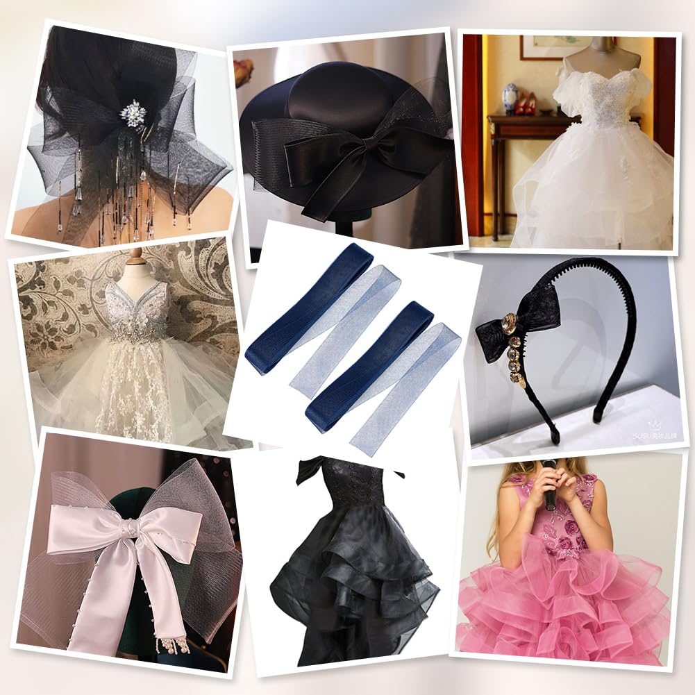 Crinolina In Poliestere 25 Iarde - Larghezza 3”, Blu Scuro Per Abiti Da Sposa E Costumi - Foto 7