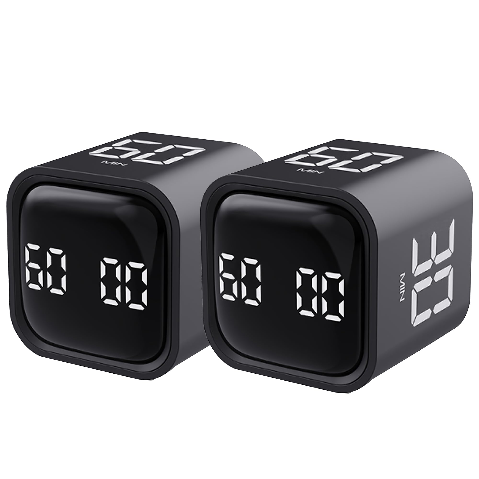 2 temporizadores giratorios Pomodoro de 5, 10, 30, 60 minutos preestablecidos, temporizador de productividad de escritorio, cronómetro de cuenta regresiva de cubo visual, modos personalizados