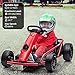 24V 8.1 MPH Electric Go Kart for Kids 8-14 Years, 300w*2 Extra Powerful Motors, Max Load 180Lbs Outdoor Ride on Toy for Teens, Music, Drifting Tires& Spacious Seat, Red