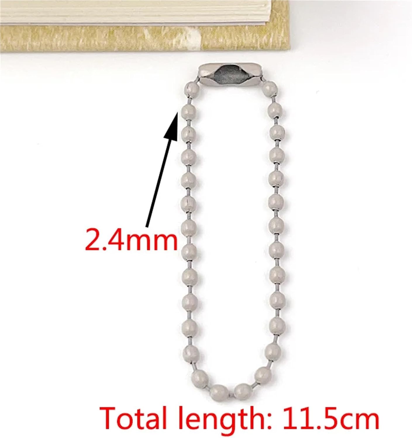 Ball chain, 200piece 10 Colors 4.52inch Baking Paint Metal Bead Chain Round Wave Handmade DIY Tag Keychain Toy Pendant Material for Making(Bead chain grey)