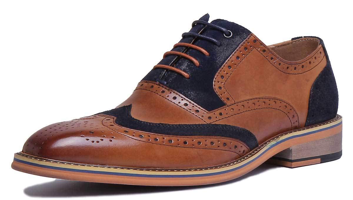 Justin Reece Men Chisel Toe lace up Leather Brogue