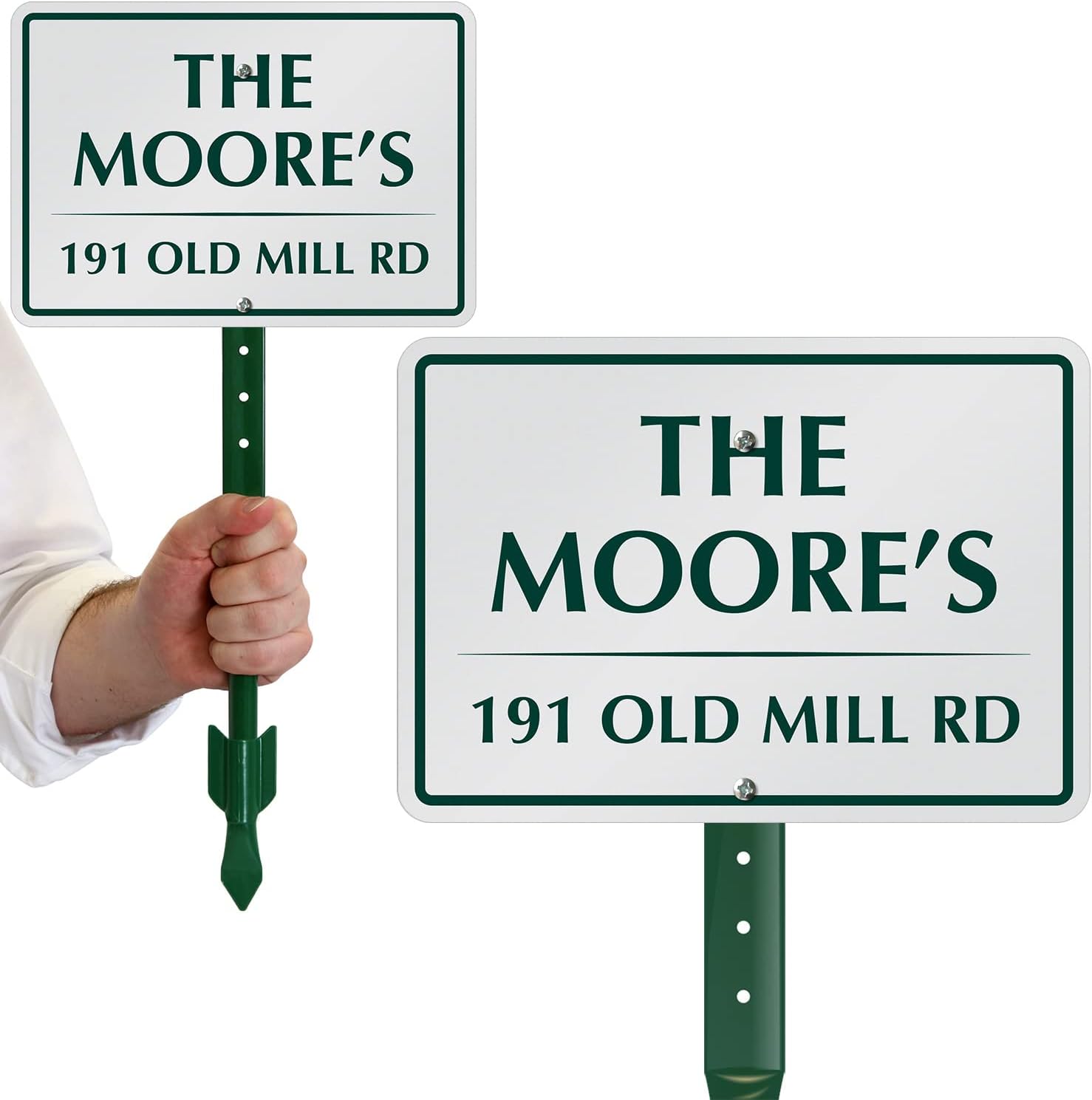 SmartSign 7 x 10 inch Add Your Name and House Address Custom Yard Sign with 18 inch Stake (Dome Design), 40 mil Reflective Rustproof Aluminum With UV-Proof Overcoat, Choose Color, Set of 1