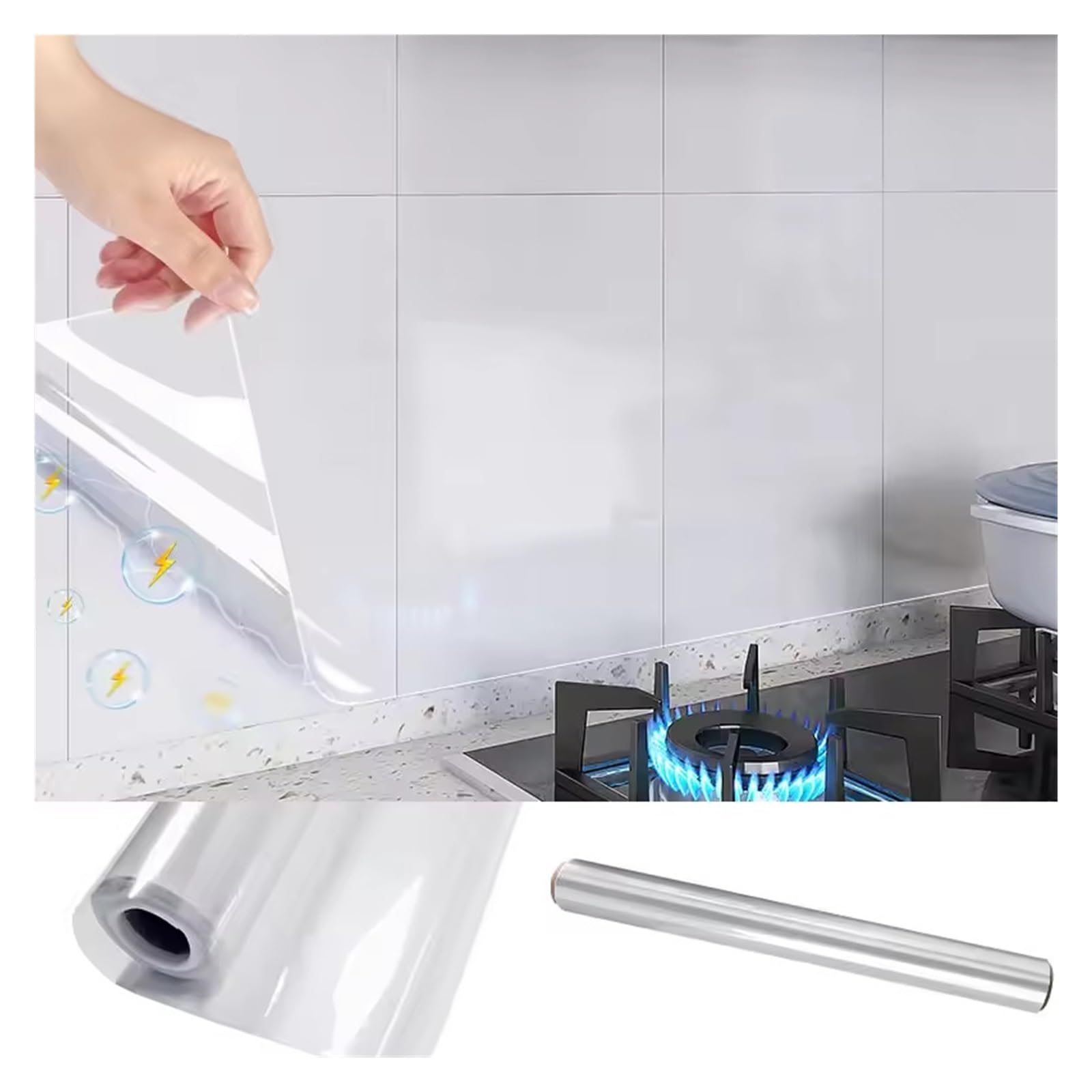 Aywtiun Size1 Oil Proof Waterproof Contact Paper Decorative Waterproof And Oil Resistant Self-Adhesive 45Cm Transparent Wallpaper Wall Sticker For Kitchen For Kitchen Worktop Fridge Splashback(45Cmx1m)
