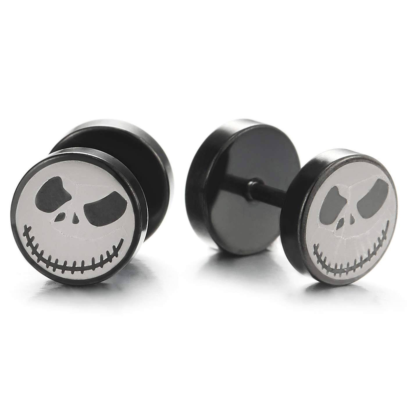 2pcs Men Women Steel Little Monster Circle Stud Earrings, Cheater Fake Ear Plugs Gauges